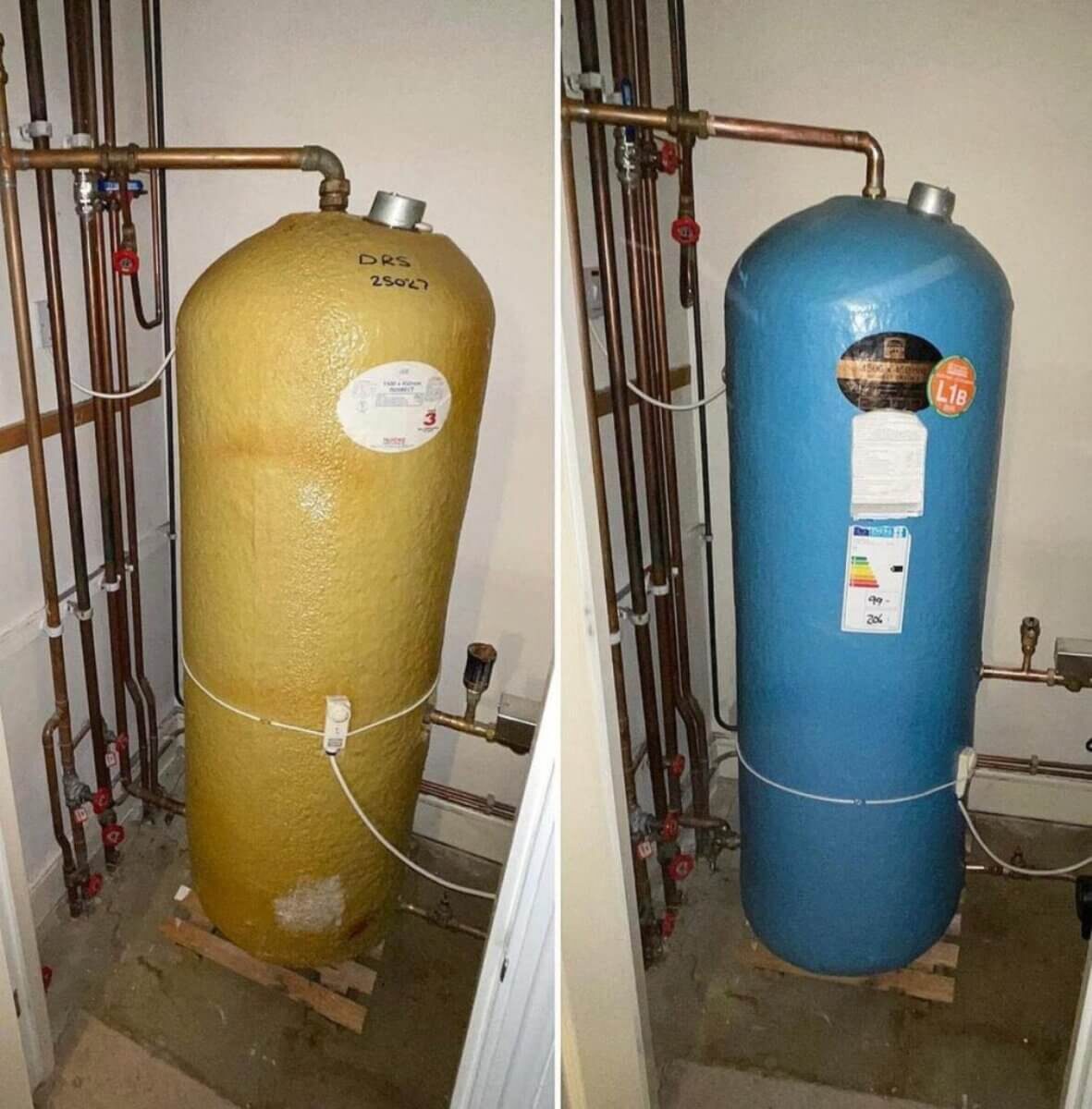 Hot water cylinder Canary Wharf